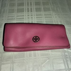 TORY BURCH Leather Wallet Blake Color Block Tri-fold wallet